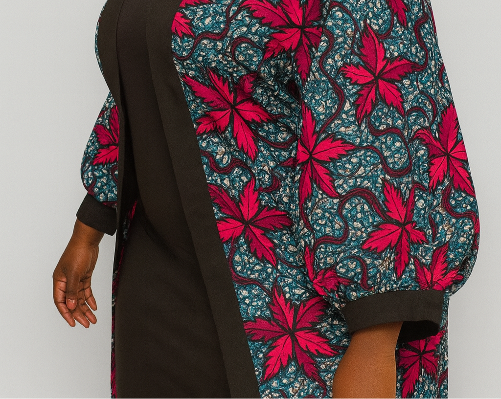 African Print Kimono Sleeve Dress – Handmade Ankara Maxi Dress, Tribal Boho Style for Women”